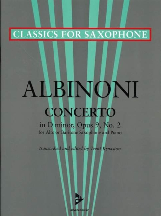 Concerto d minor op.9,2 for alto (baritone) saxophone and piano