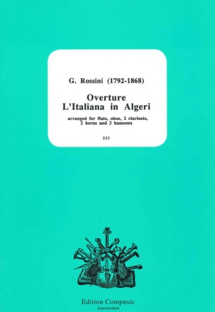 Overture L'Italiana in Algeri for flute, oboe, 2 clarinets, 2 horns and 2 bassoons, score+parts