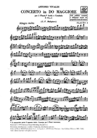Concerto C-Dur F.VI:2 fr 2 Flten, Streicher und Bc Stimmen