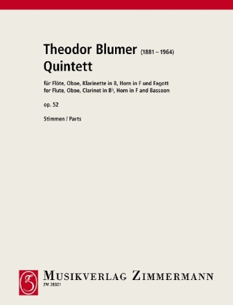 Quintett op.52 fr Flte, Oboe, Klarinette, Horn und Fagott Stimmen