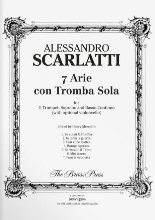 7 arie con tromba sola fr Trompete in D, Sopran und Bc Stimmen