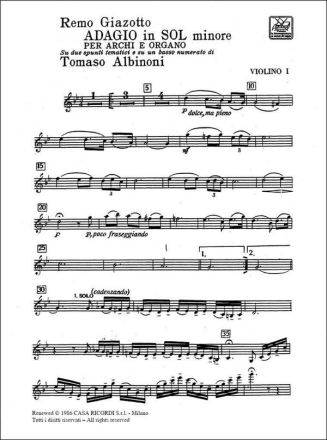 Adagio sol minore per archi e organo Stimmensatz (3-3-2-2-1-Orgel)