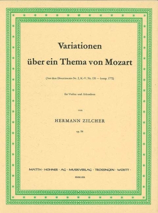 Variationen ber ein Thema von Mozart (aus KV131) op.94 fr Violine und Akkordeon