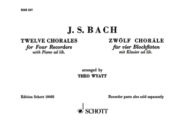 12 chorales for SSAT recorders, piano ad libitum Spielpartitur(en)
