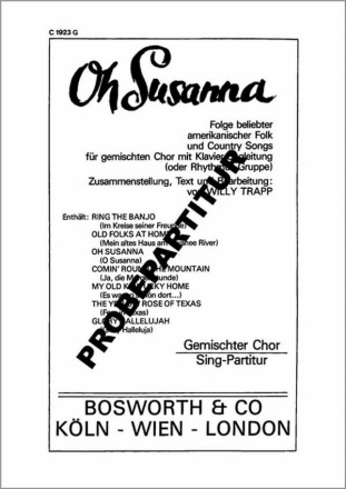 Oh Susanna - American Folksong Medley fr gem Chor und Klavier Partitur