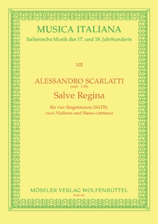 Salve Regina fr 4 Stimmen (SATB), 2 Violinen und Bc Partitur
