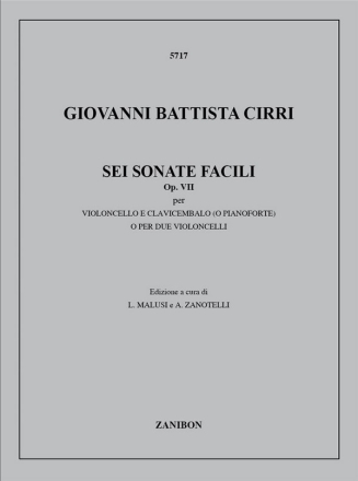 6 sonate op.7 per violoncello e clavicembalo (pianoforte) o per 2 violoncelli