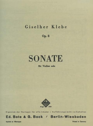 Sonate Nr.1 op.8 fr Violine solo