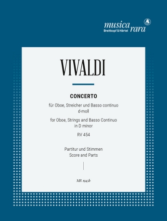 Konzert d-Moll RV454 F.VII:1 fr Oboe, Streicher und Bc Partitur und Stimmen