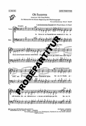 Oh Susanna - American Folksong Medley fr Mnnerchor und Klavier Chorpartitur (dt)