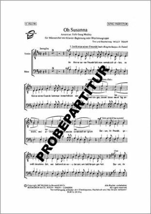 Oh Susanna - American Folksong Medley fr Mnnerchor und Klavier Partitur (dt)