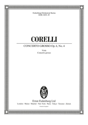Concerto grosso d-moll Nr.4 op.6,4 fr 2 Violinen, Violoncello, Streicher und Bc Viola