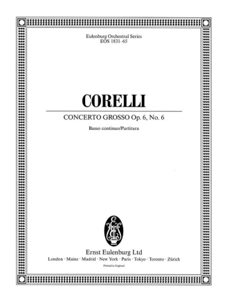 Concerto grosso F-Dur Nr.6 op.6,6 fr 2 Violinen, Violoncello, Streicher und Bc Partitur (= Bc)