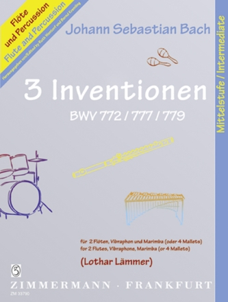 3 Inventionen fr 2 Flten, Vibraphon und Marimba Partitur und 2 Spielpartituren