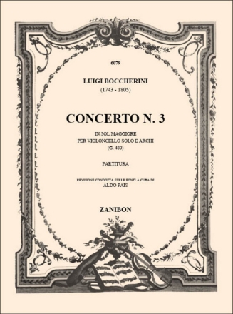 Concerto sol maggiore no.3 G480 per violoncello solo e archi partitura