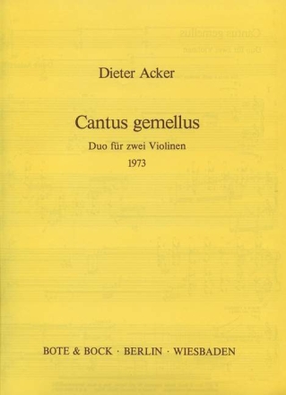 Cantus gemellus Duo fr 2 Violinen Spielpartitur