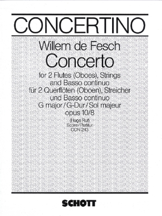 Concerto G-Dur op. 10/8 fr 2 Flten (Oboen), Streicher und Basso continuo Partitur