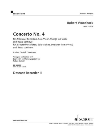 Konzert Nr.4 a-Moll fr 2 Sopranblockflte, Streicher und bc Sopran-Blockflte 2