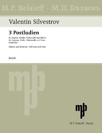 3 Postludien fr Sopran, Violine, Violoncello und Klavier Partitur und Stimmen
