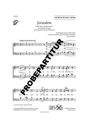 Jerusalem fr Tenor (Bariton), gem Chor und Orchester (Orgel) Chorpartitur
