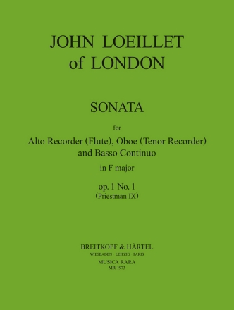 Sonate f-Moll op.1,1 fr Altblockflte (Flte), Oboe (Tenorblockflte) und Bc Stimmen