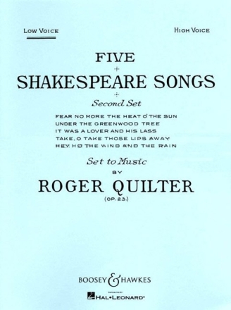 5 Shakespeare Songs op.23 for low voice and piano