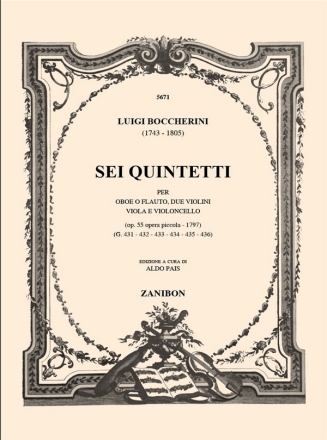 6 Quintette op.55 G431-436 fr Oboe (Flte) und Streichquartett Studienpartitur