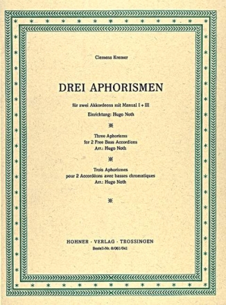 3 Aphorismen fr 2 Akkordeons mit Manual 1 und 3 Partitur
