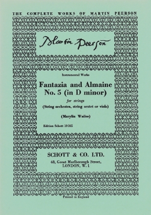 Fantazia and Almaine No.5 d minor for string sextet (string orchestra) score
