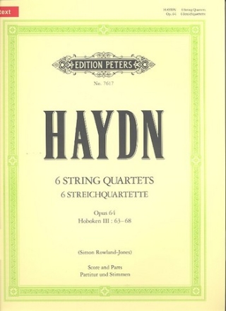 6 Streichquartette op.64 Hob.III:63-68 fr Streichquartett Partitur und Stimmen