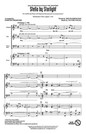 Stella by Starlight for mixed chorus (SATB) and piano,  score