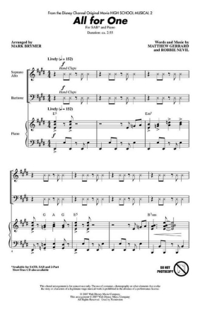 All for one for mixed chorus (SAB) and piano,  score