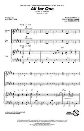 All for one for mixed chorus (SATB) and piano,  score