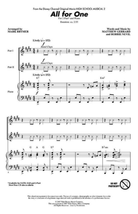All for one for 2-part chorus and piano,  score