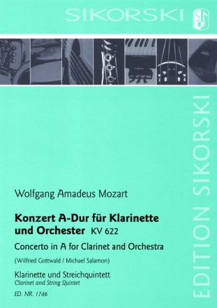 Konzert A-Dur fr Klarinette und Orchester fr Klarinette und 5 Streicher Partitur und Stimmen