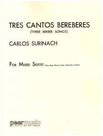 3 cantos bereberes for flute, oboe, clarinet, viola, violoncello and harp score and parts