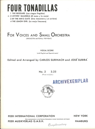 Lovers' Quarrels for 2 voices and small orchetra 2 voices and piano (en/sp)