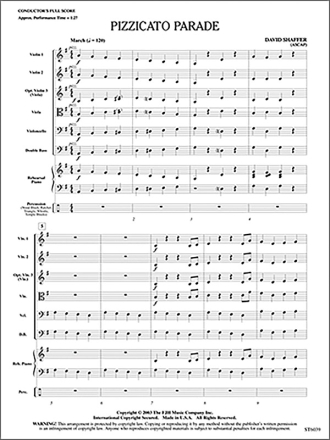 Pizzicato Parade for string orchestra score and parts (8-8-5-5-5-5)