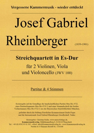 Streichquartett Es-Dur JWV100 fr 2 Violinen, Viola und Violoncello Partitur und Stimmen