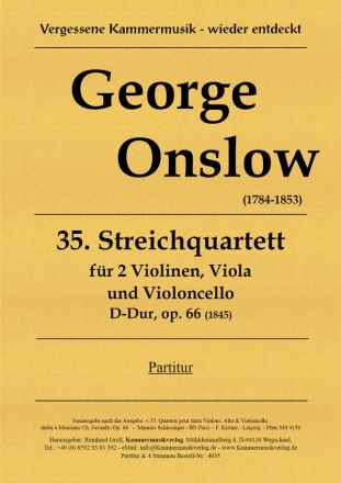 Quartett D-Dur Nr.35 op.66 fr 2 Violinen, Viola und Violoncello Partitur und Stimmen