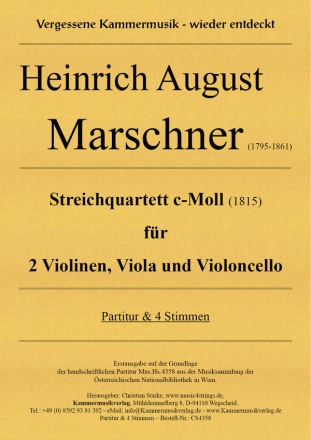 Streichquartett c-Moll fr 2 Violinen, Viola und Violoncello Partitur und Stimmen