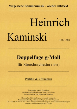 Doppelfuge g-Moll fr Streichorchester Partitur und Stimmen (1-1-1-1-1)