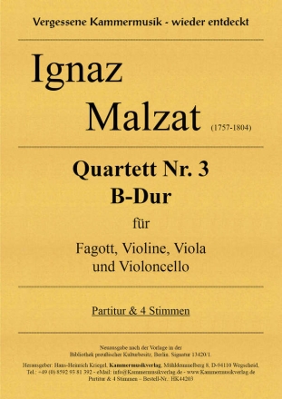 Quartett Nr.1 F-Dur fr Fagott, Violine, Viola und Violoncello Partitur und Stimmen