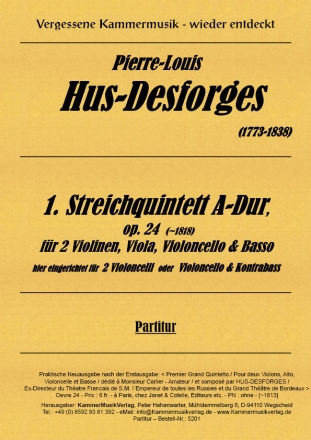 Streichquintett A-Dur 2 Vl, Va, 2Vc oder Vc+Kb nur Partitur