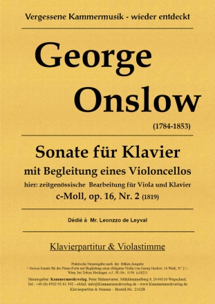 Sonate c-Moll Nr.2 op.16,2 fr Violoncello und Klavier fr Viola und Klavier Partitur und Stimme