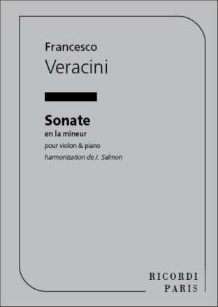 Veracini Sonate En La Mineur Violon Et Piano (Salmon ) Violino E Pianoforte