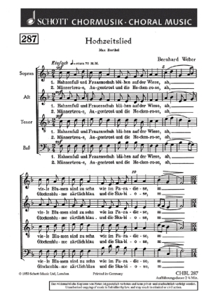Hochzeitslied fr gemischten Chor Chorpartitur