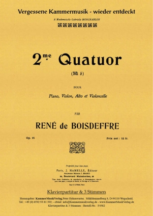 Boisdeffre, Ren de Klavierquartett Es-Dur op. 91