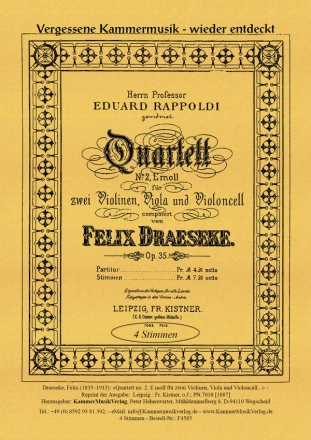 Draeseke, Felix Streichquartett e-Moll op. 35
