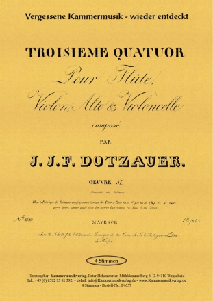 Quartett E-Dur Nr.3 op.57 fr Flte, Violine, Viola und Violoncello Stimmen